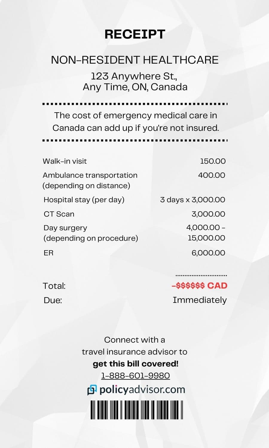 Visitors insurance can prevent you from having to pay huge costs if you need to see a doctor while on a trip to Canada.