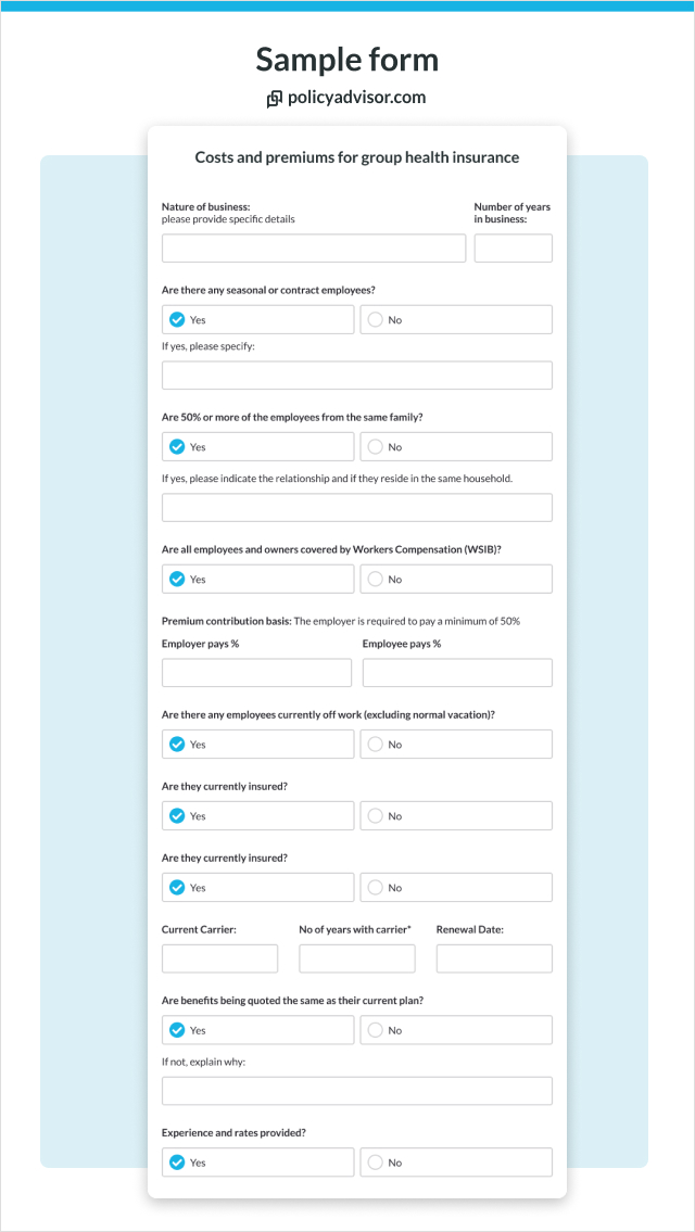 Small business group benefits application form